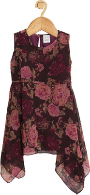 CREATIVE KID'S Girls Midi/Knee Length Casual Dress(Maroon, Sleeveless)