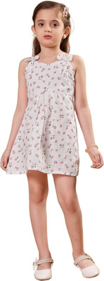 VAVA Creation Baby Girls Midi/Knee Length Party Dress(White, Sleeveless)