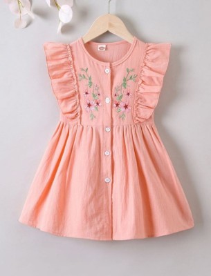 Tofa Fashions Girls Midi/Knee Length Casual Dress(Pink, Sleeveless)