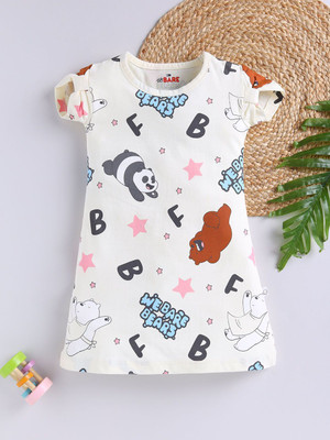 YK X Tinyo Baby Girls Midi/Knee Length Casual Dress(Multicolor, Short Sleeve)