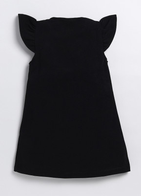 Lazy Shark Girls Midi/Knee Length Casual Dress(Black, Half Sleeve)