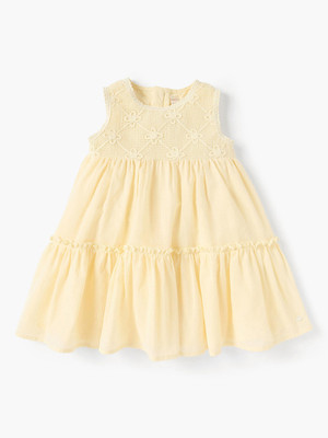 GIGGLES by Babyshop Baby Girls Midi/Knee Length Casual Dress(Yellow, Sleeveless)