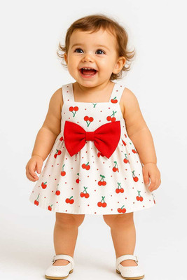 A M SWEET DRESSES Indi Baby Girls Midi/Knee Length Festive/Wedding Dress(White, Sleeveless)