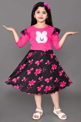 SFC FASHION Girls Below Knee Party Dress(Multicolor, 3/4 Sleeve)