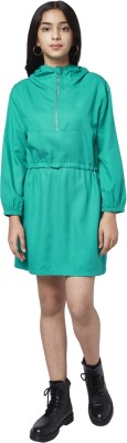 Coolsters by Pantaloons Girls Midi/Knee Length Casual Dress(Green, Full Sleeve)