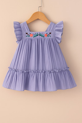 UPTREND VESTURE Girls Midi/Knee Length Casual Dress(Blue, Short Sleeve)