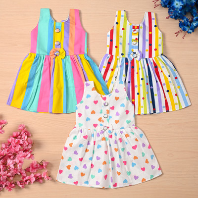 PSHAZRADRESSES Indi Baby Girls Above Knee Casual Dress(Multicolor, Sleeveless)
