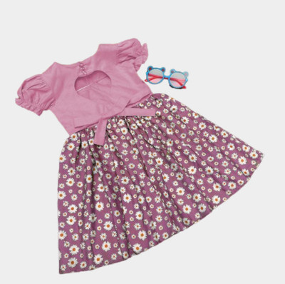 RADHE ENTERPRISE Girls Midi/Knee Length Casual Dress(Pink, Cap Sleeve)