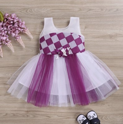 Frockanddresses Baby Girls Midi/Knee Length Festive/Wedding Dress(Purple, Sleeveless)