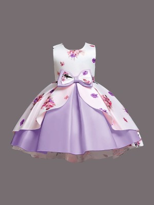 Further Girls Mini/Short Festive/Wedding Dress(Purple, Sleeveless)