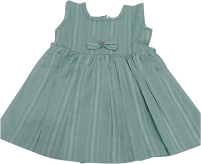 Akaya Creation Indi Baby Girls Mini/Short Casual Dress(Light Green, Sleeveless)