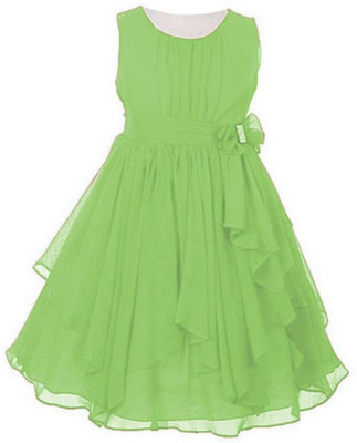 Style Connect Collection Girls Midi/Knee Length Party Dress(Green, Short Sleeve)