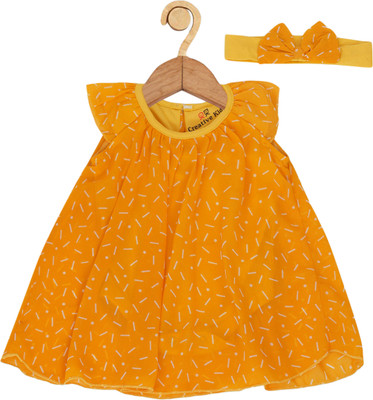 CREATIVE KID'S Baby Girls Midi/Knee Length Casual Dress(Yellow, Sleeveless)
