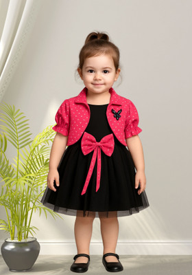SMILANKOLKATA Baby Girls Midi/Knee Length Festive/Wedding Dress(Yellow, Short Sleeve)