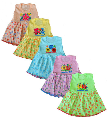 Eazy Trendz Baby Girls Below Knee Casual Dress(Multicolor, Sleeveless)