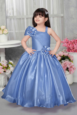 SARDAR DRESSES Baby Girls Maxi/Full Length Party Dress(Blue, Sleeveless)