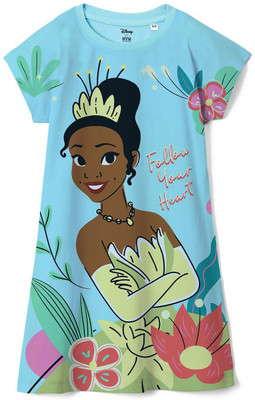 Wear Your Mind Girls Midi/Knee Length Casual Dress(Blue, Cap Sleeve)