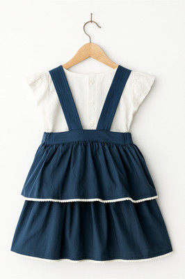 chaz kids Indi Girls Midi/Knee Length Festive/Wedding Dress(Blue, Fashion Sleeve)