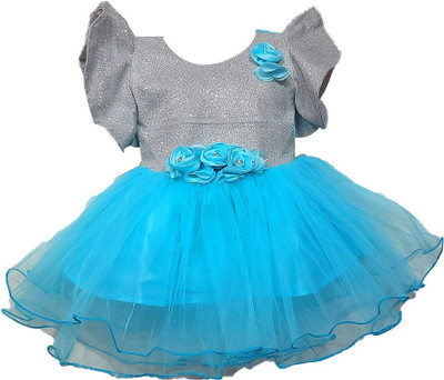 Arunaa Creation Baby Girls Midi/Knee Length Party Dress(Pink, Sleeveless)