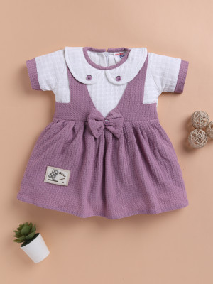 LACKii DOLL Indi Baby Girls Midi/Knee Length Casual Dress(Pink, Half Sleeve)