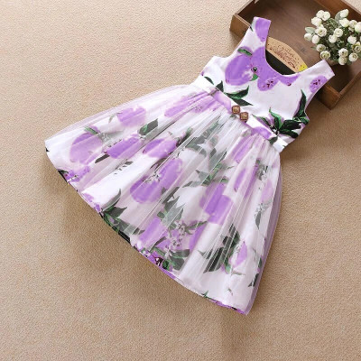 HouseOfCommon Girls Midi/Knee Length Casual Dress(Purple, Sleeveless)