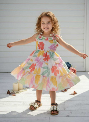 PURNKAMAAY TRENDZ Girls Below Knee Casual Dress(Multicolor, Noodle strap)