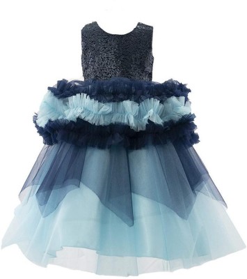 Fairy Dolls Indi Girls Midi/Knee Length Party Dress(Blue, Sleeveless)
