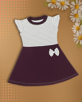 ADDYVERO Girls Above Knee Party Dress(White, Purple, Short Sleeve)