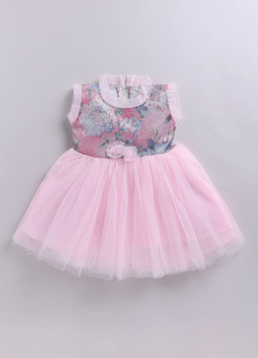 LITTLE NINJA Baby Girls Midi/Knee Length Casual Dress(Pink, Sleeveless)