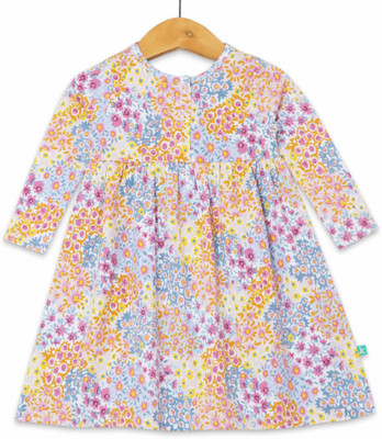 JusCubs Indi Girls Midi/Knee Length Casual Dress(Multicolor, Full Sleeve)