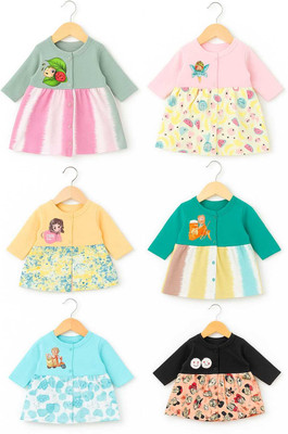 Rex Rabbit Baby Girls Midi/Knee Length Casual Dress(Multicolor, Full Sleeve)