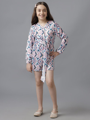 Under Fourteen Only Girls Above Knee Casual Dress(Pink, Blue, Full Sleeve)