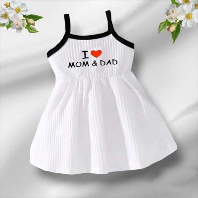 M Textile Baby Girls Above Knee Casual Dress(White, Sleeveless)