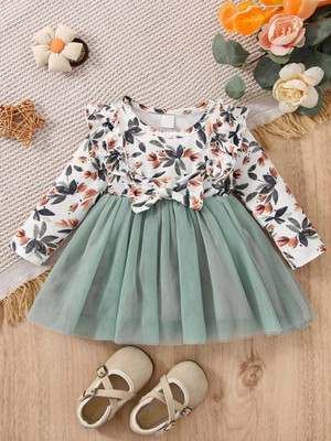 Flip The Style Baby Girls Midi/Knee Length Casual Dress(Multicolor, Full Sleeve)