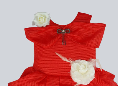 mukku creation Girls Midi/Knee Length Casual Dress(Red, Sleeveless)