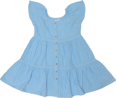 PROTEENS Girls Mini/Short Casual Dress(Blue, Half Sleeve)