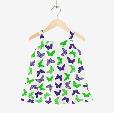 Kani Tex Indi Girls Below Knee Casual Dress(Green, Sleeveless)