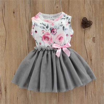 Netra Creation Girls Midi/Knee Length Festive/Wedding Dress(Grey, Sleeveless)