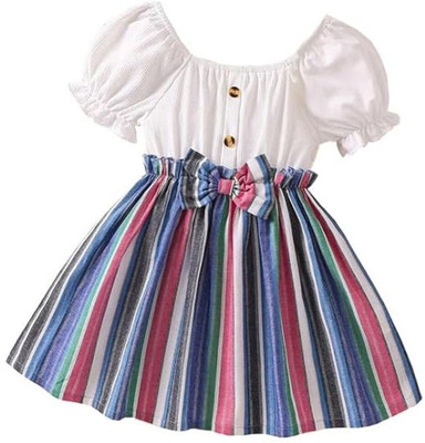 FOSTRIC Indi Baby Girls Midi/Knee Length Festive/Wedding Dress(Multicolor, Short Sleeve)