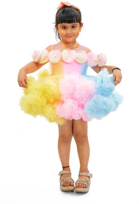 Takshak Fashion Baby Girls Below Knee Party Dress(Multicolor, Sleeveless)