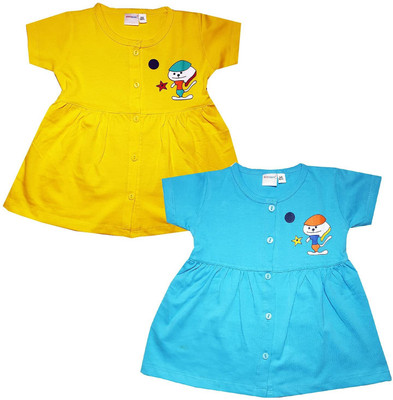 KIDEEZGUILD... Baby Girls Midi/Knee Length Casual Dress(Light Blue, Short Sleeve)