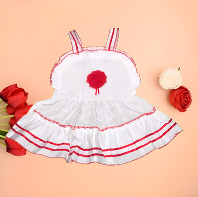 FASHIONSMART Baby Girls Midi/Knee Length Party Dress(White, Red, Sleeveless)