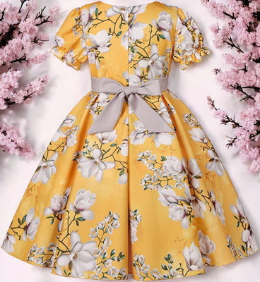 CARTIKKAAY Baby Girls Maxi/Full Length Festive/Wedding Dress(Yellow, Half Sleeve)