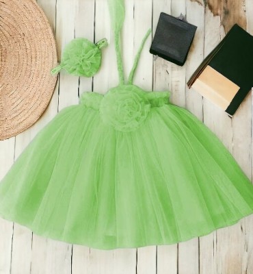 CLASSYFASHION Baby Girls Calf Length Party Dress(Green, Sleeveless)