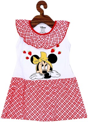 Disney By Icable Girls Midi/Knee Length Casual Dress(Red, Sleeveless)