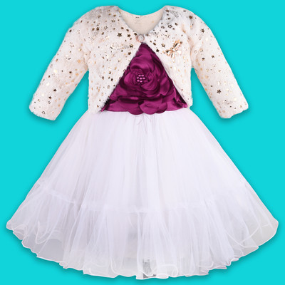 Wishkaro Girls Midi/Knee Length Party Dress(Purple, Full Sleeve)