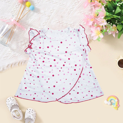 KIDEEZGUILD... Girls Short/Mid Thigh Casual Dress(White, Sleeveless)