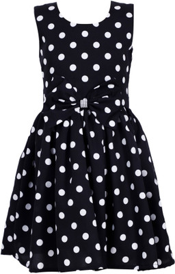 Alisha Moda Indi Girls Midi/Knee Length Casual Dress(Black, Sleeveless)