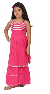 Gianna Baby Girls Festive & Party Kurta and Palazzo Set(Pink Pack of 1)