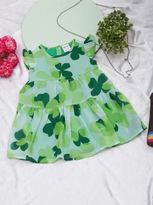 CREATIVE KID'S Baby Girls Midi/Knee Length Casual Dress(Green, Short Sleeve)